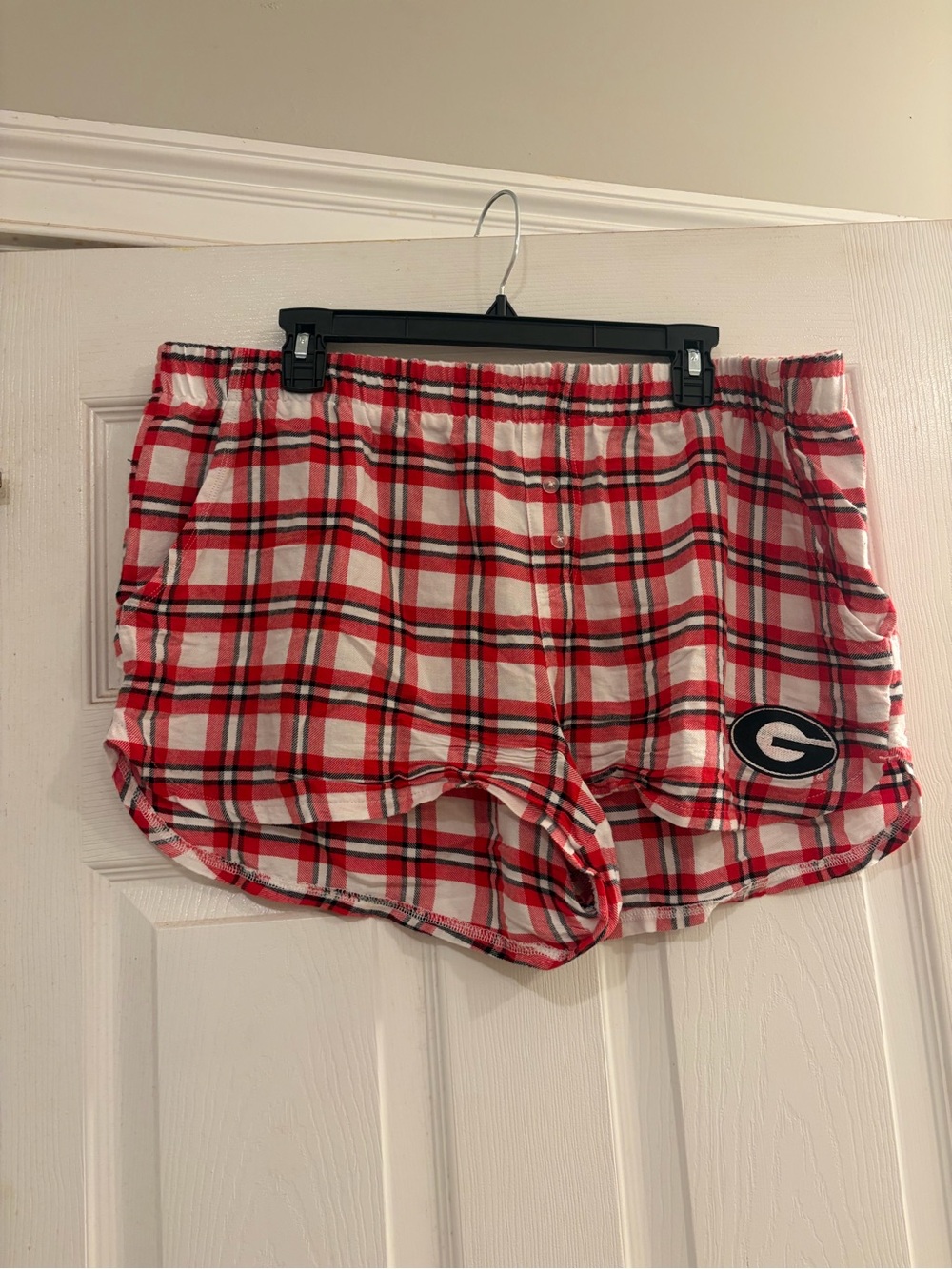Red Plaid Athletic Lounge Shorts with Elastic Waist